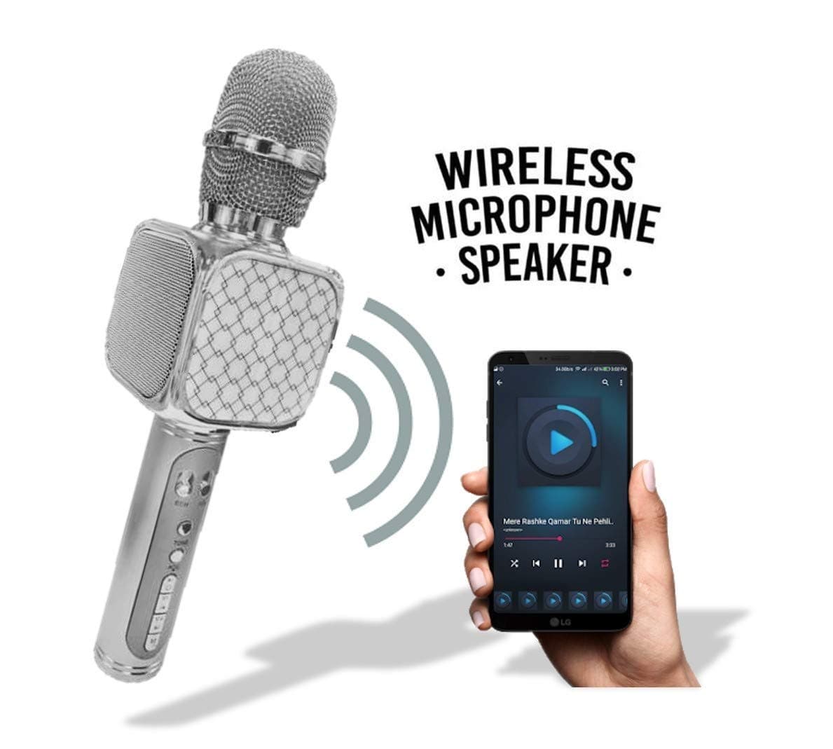 MADHABI® BS-286 Bluetooth Portable Wireless Handheld Mic with Speaker Audio Record Facility for Karaoke Sing SmartDevice (Black)