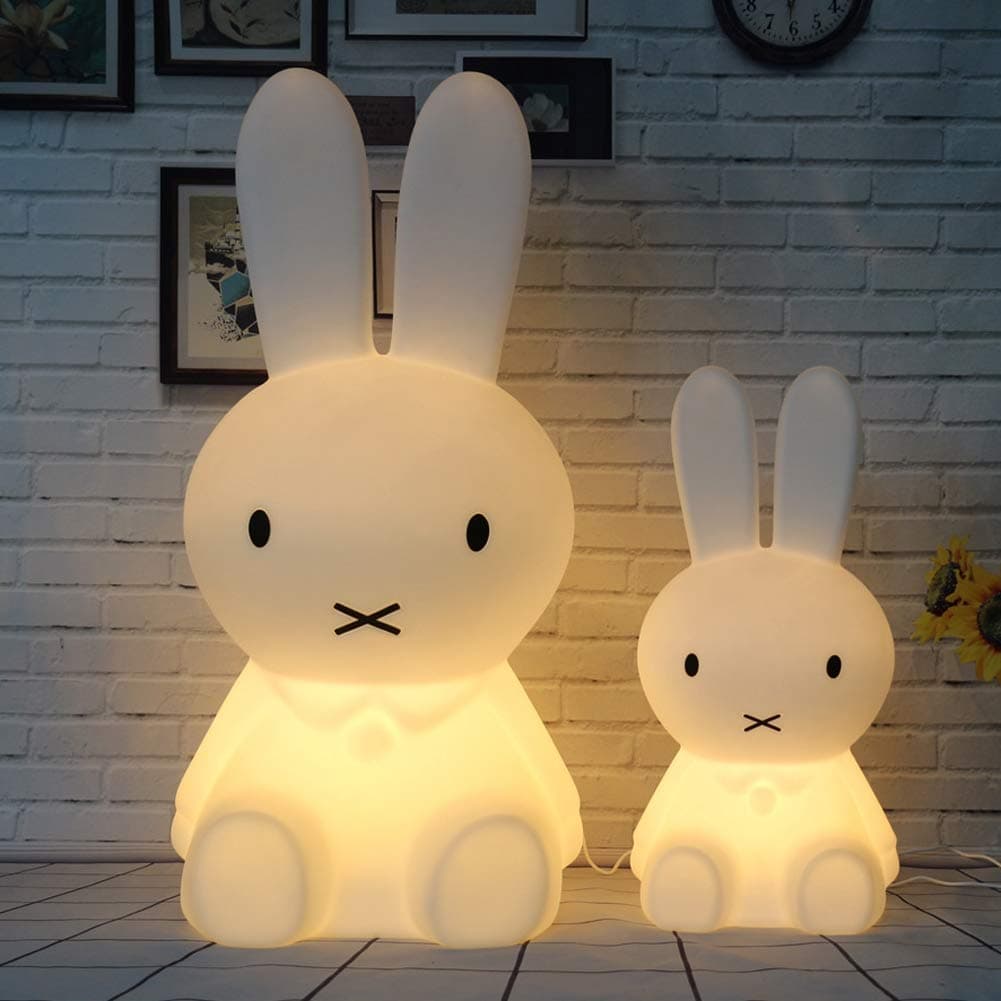 USB Brown bear Miffy rabbit LED Night Light Bedside Baby Sleeping Lamp Cartoon Decorative Table Lamp Christmas Gift for Kids Baby Girl Boy remote control,Usbrabbit28cm