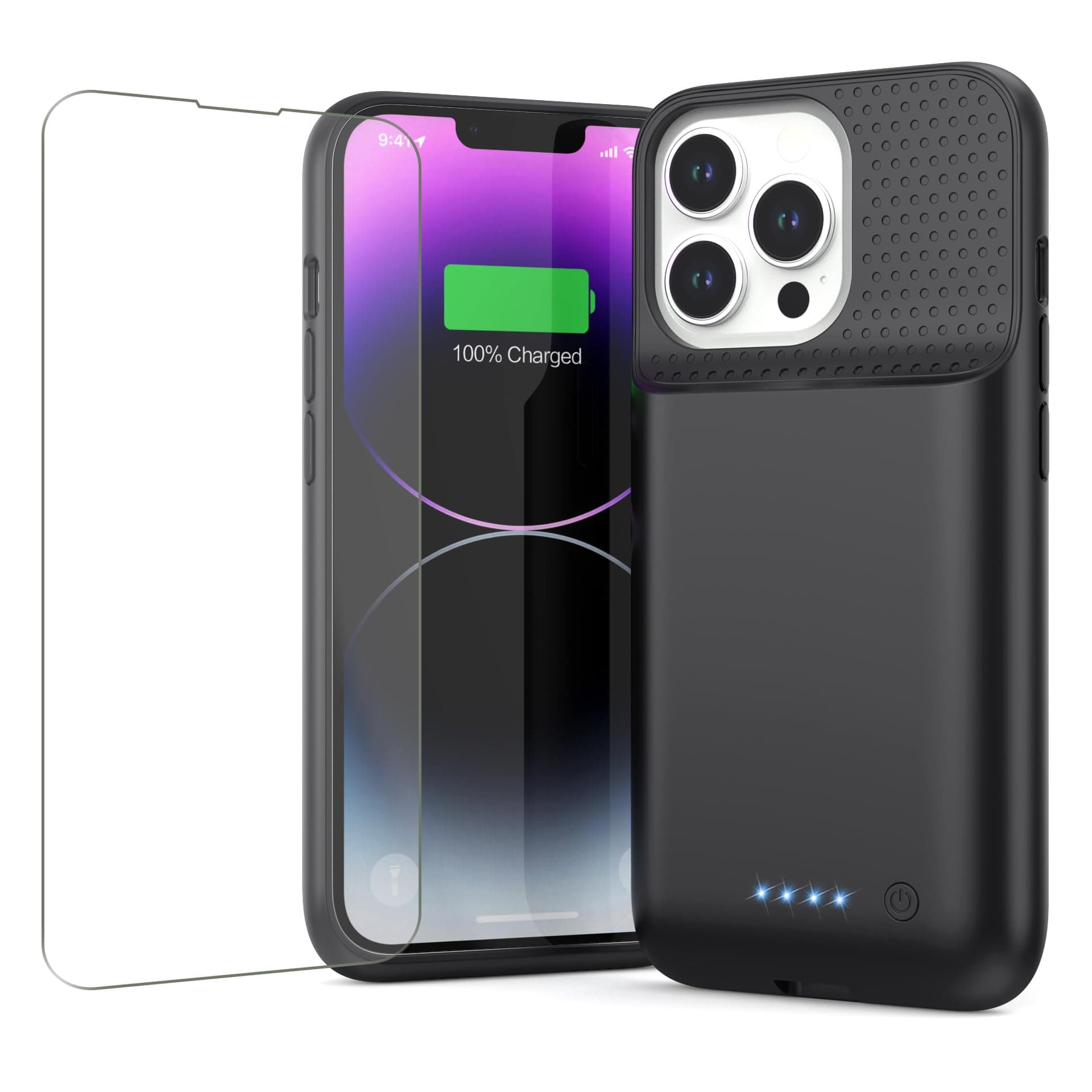 Feob Battery Case for iPhone 13/13 Pro/14,[2025 Upgraded] 7500 mAh Ultra-Slim Portable Extended Charger Cover for iPhone 13/13 Pro/14 Charging Case (6.1 Inch)-Black