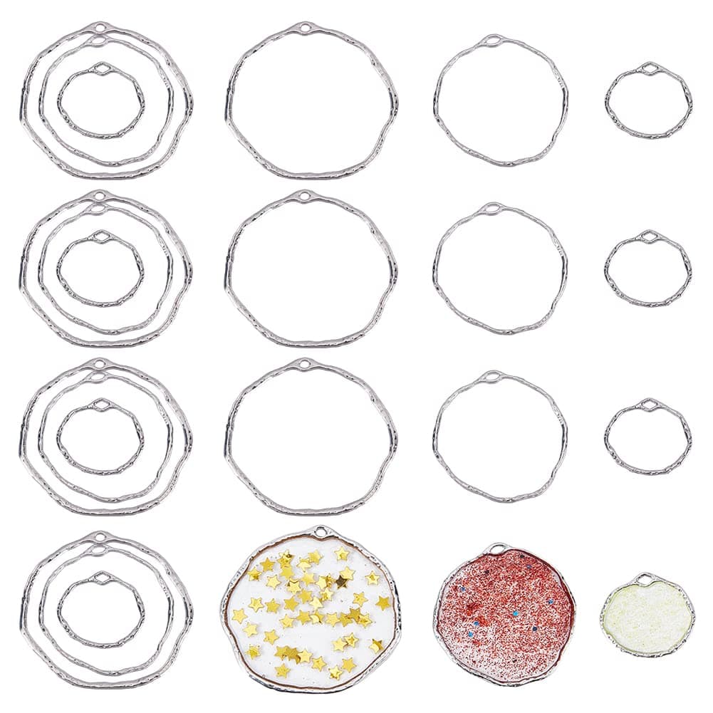 CHGCRAFT Open Back Bezel Pendants Oval Hollow Frames Resin Charm Frame Alloy Epoxy Resin Charms for DIY UV Resin Necklace Earring Jewellery Making