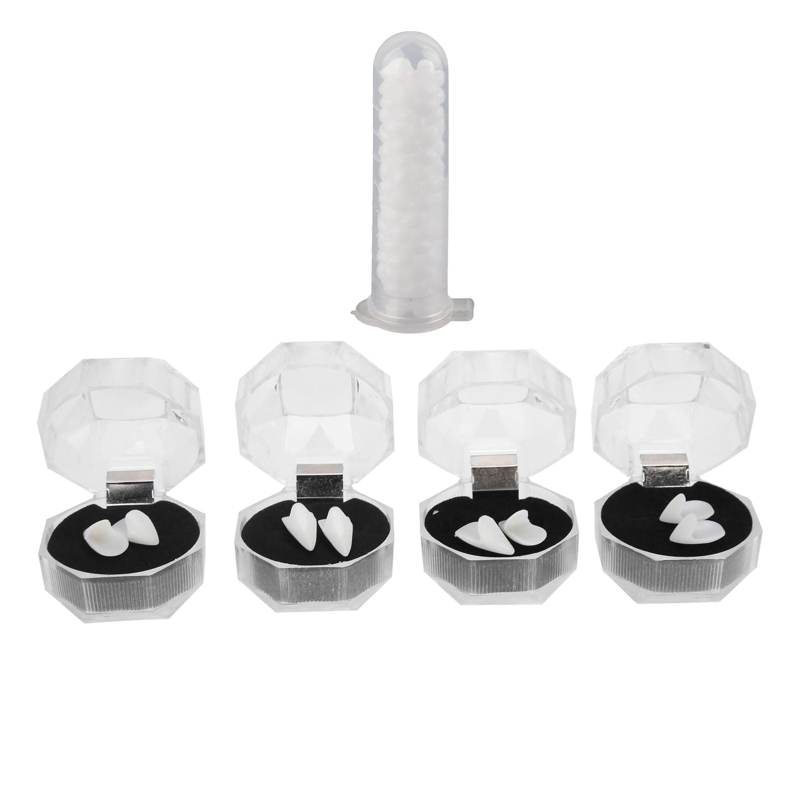 Cryfokt Cosplay Dentures, 4 Pairs Easy To Use False Teeth ABS with Teeth Pellets Adhesive for Parties