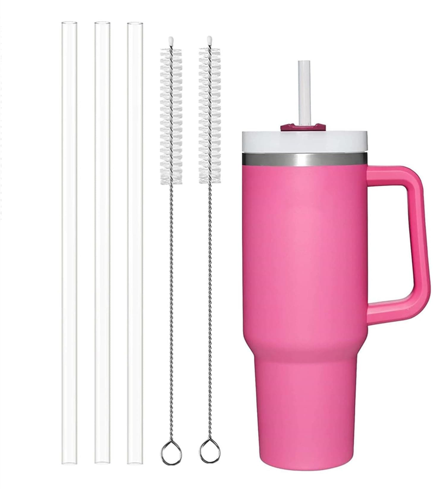 Replacement Straws Fit for Stanley 40 oz 30 oz Cup Tumbler, 3 Pcs Straws Replacement for Stanley Tumbler, Glass Straw with Cup Cleaner for Stanley Cup Accessories (12in 3*Glass Straws for 40oz & 30oz)