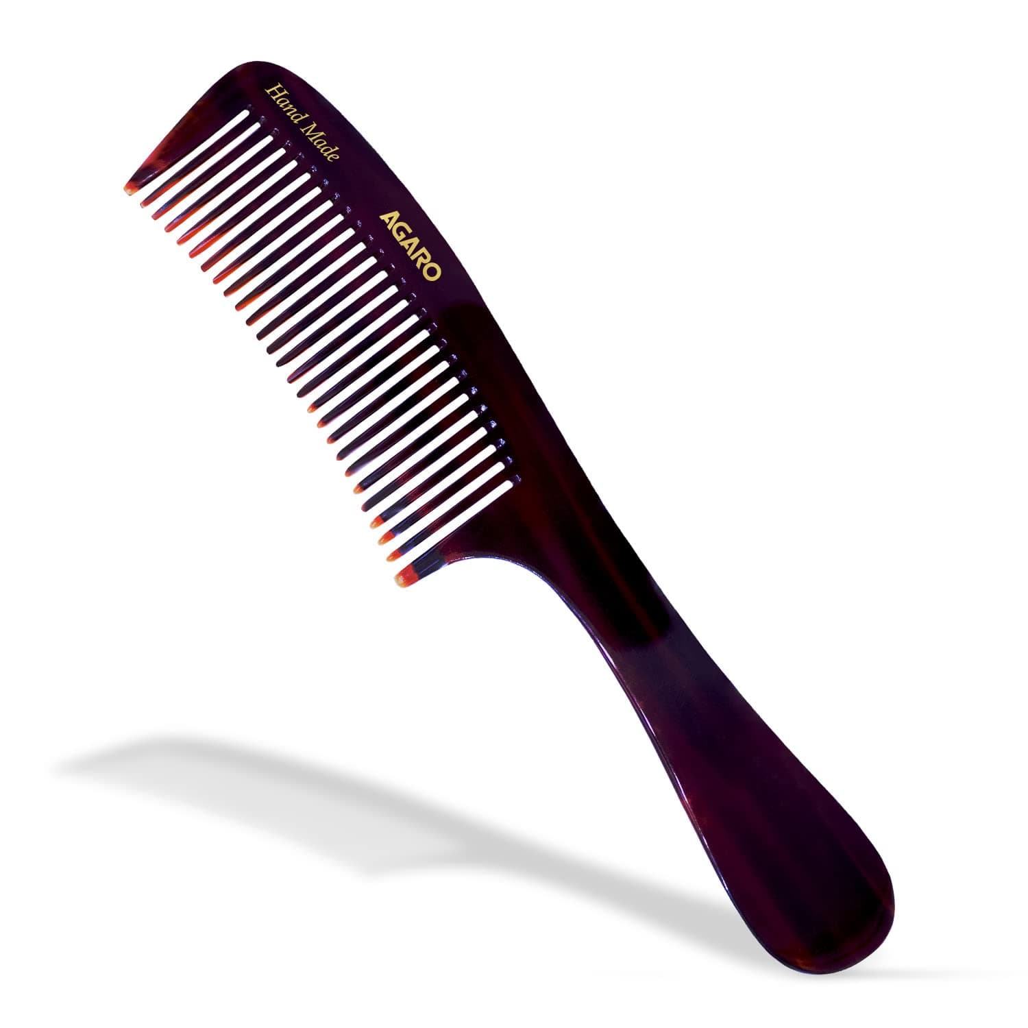 AGARO Hand Made Comb With Handle, Grooming Comb, All Fine Tooth Dressing Comb, Smooth Rounded Teeth, Hair Styling, Hair Brushing, Hair Dressing, Cellulose Acetate Comb, For Men & Women, HMC73, Brown