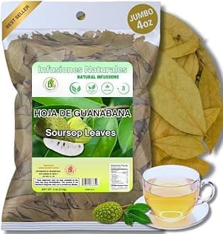Guanábana Hojas (Soursop Leaves Tea) – Jumbo 4 oz – 100% Natural, Vegan, Non-GMO, Wildcrafted & Authentic – Caffeine-Free Herbal Tea – Makes 30+ Cups