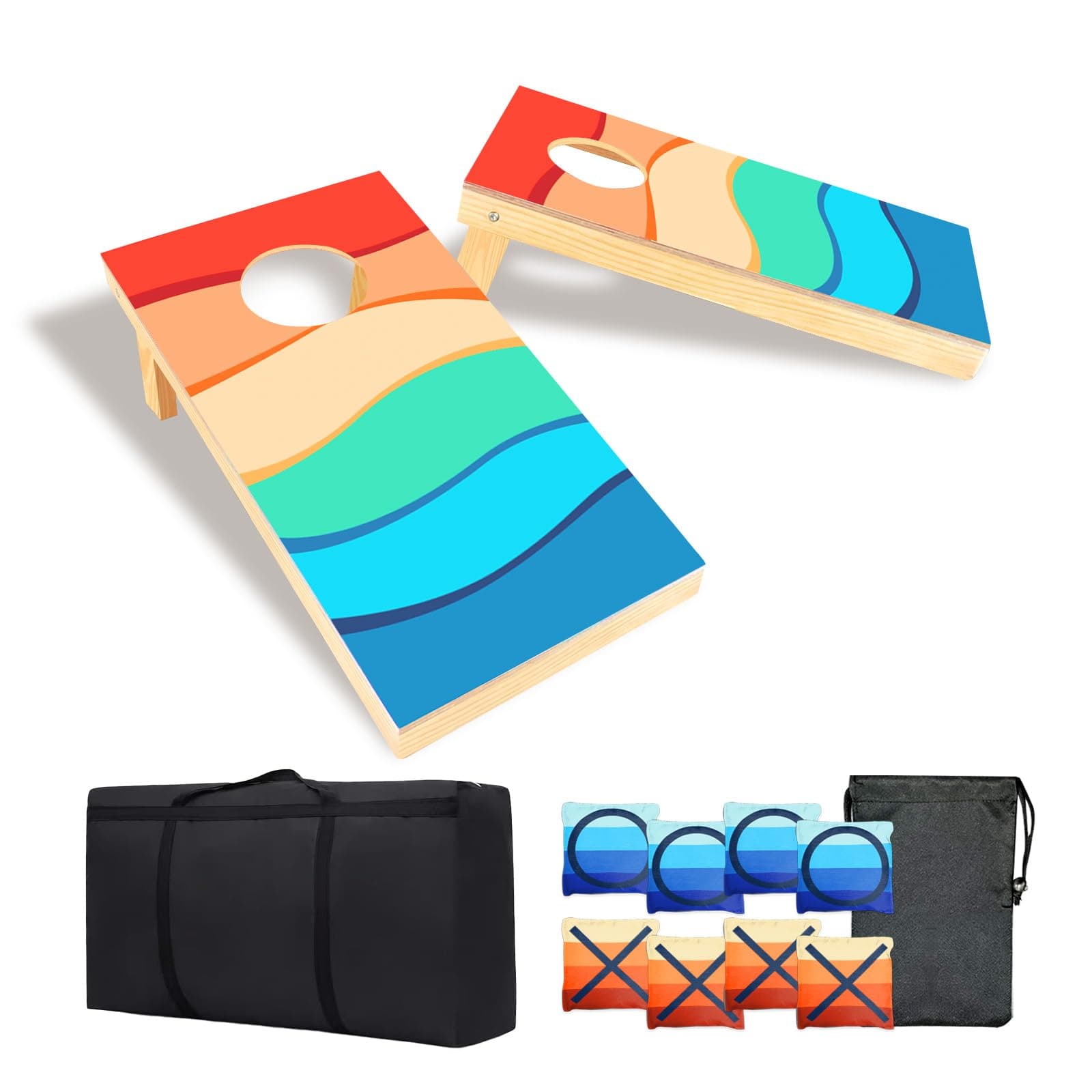 FESHIRPortable 2 ft x 1 ft Cornhole Game Set with 6 Bean Bags and 1Carry Bag Excellent for Indoor & Outdoor Play – Fun Filled Cornhole Sets