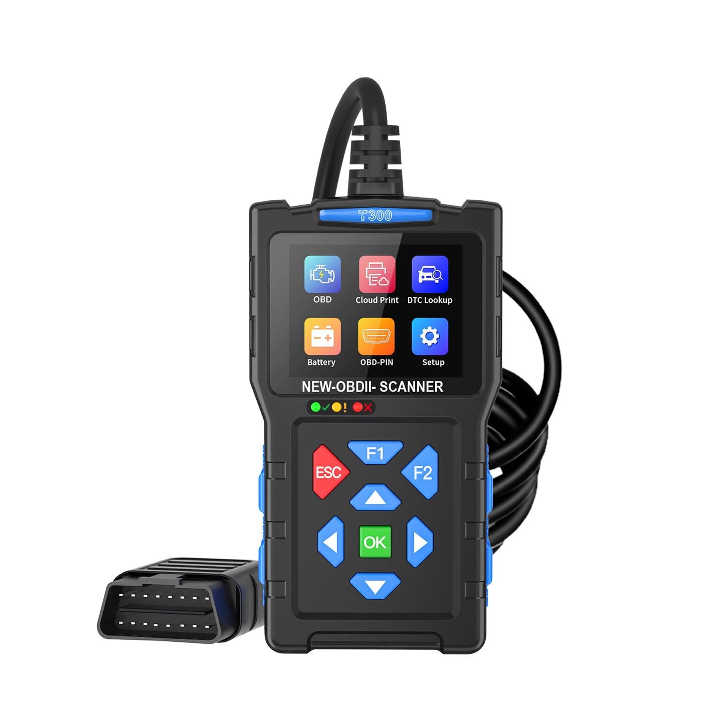 OBD2 Scanner Car Diagnostic Tool, Code Reader for All OBD II Cars & Trucks, Automotive Scanner, Check Engine Light, Scan Tool elm327reader (T300,BlackBlue)