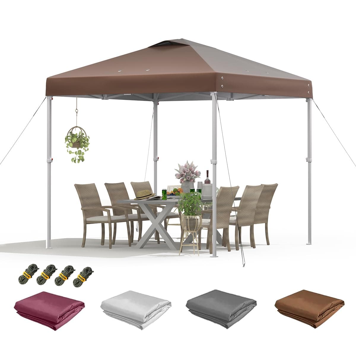 10x10 Canopy Replacement Top,10x10 Waterproof Pop Up Canopy Replacement Top for Outdoors,Sun Shade 10x10 Tent Top Replacement for Outside Patio/Camping/Events(Top Only) (Coffee)