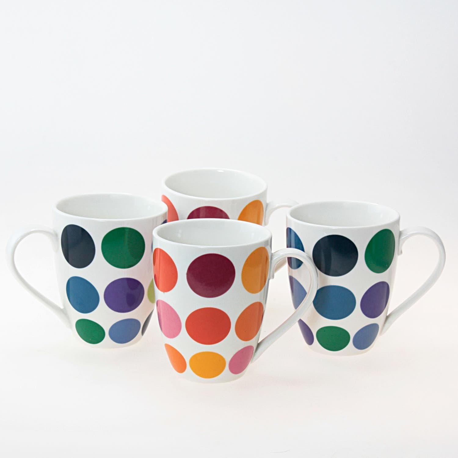Symphony 300 Ml Big Dots Mug Set - 4 Pieces - White