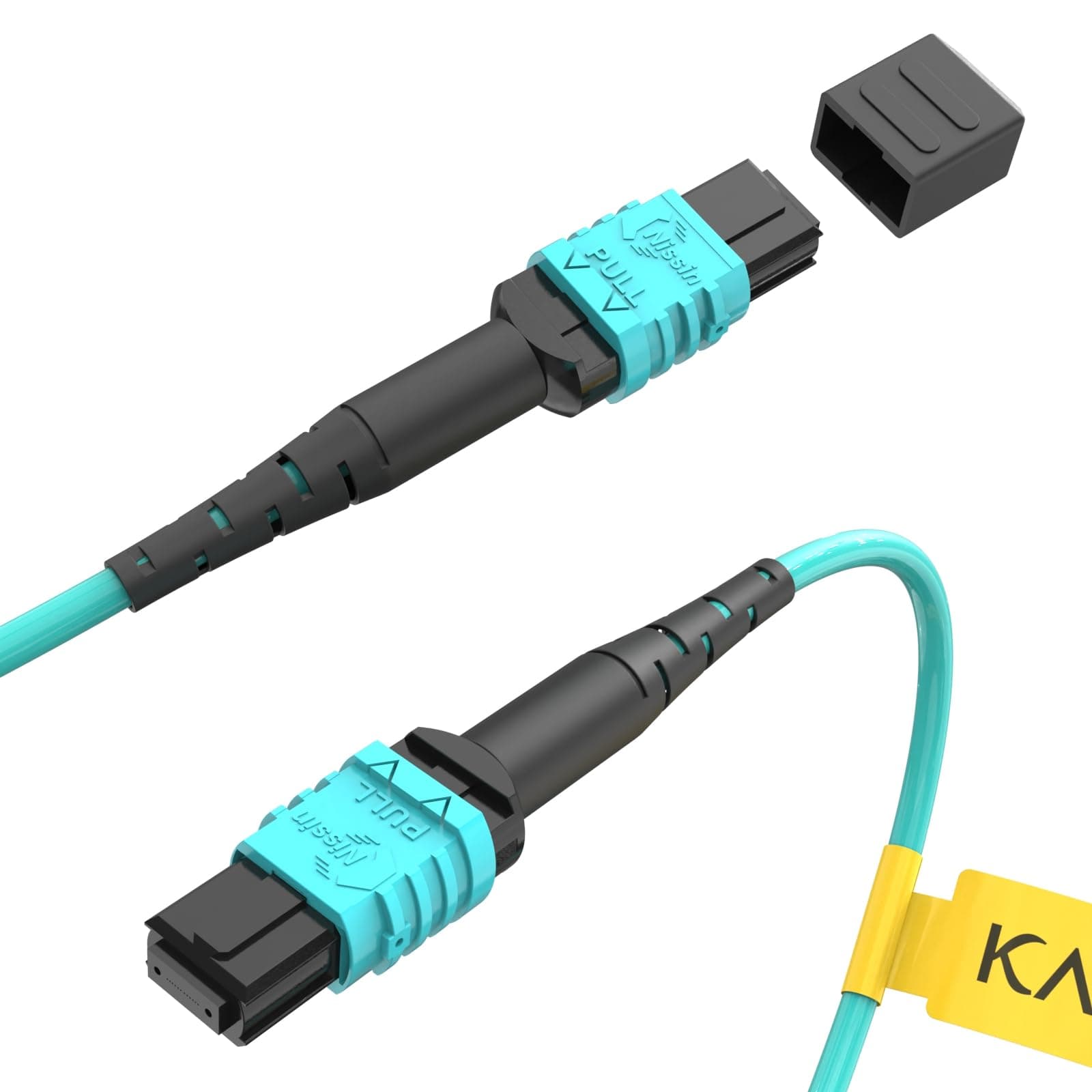 MPO-MPO Patch Cord, OM3 Multimode Fiber, 12-core Fiber for QSFP+Transceivers MTP Compatible Application, 16. 5ft (5M) Aqua