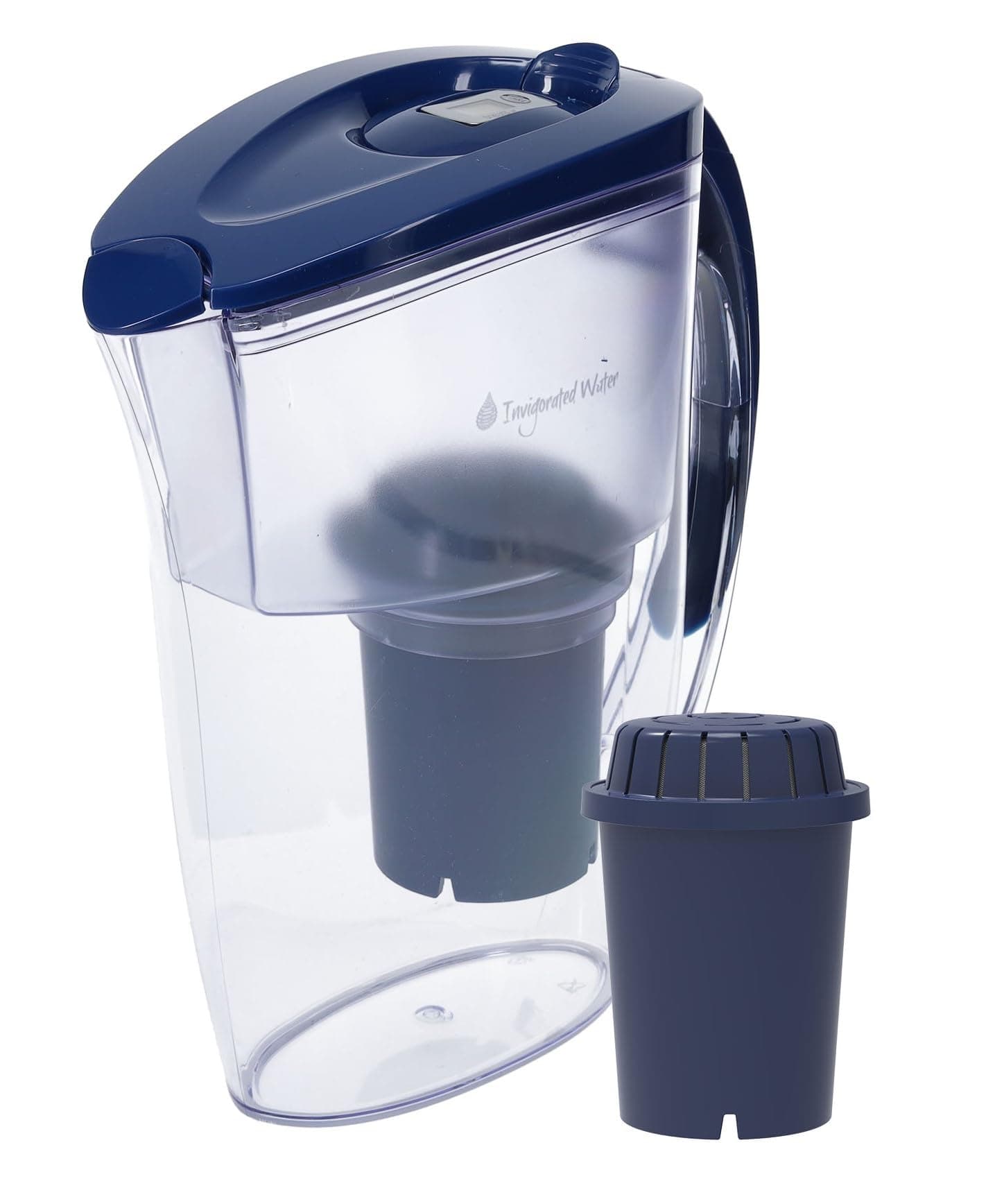 Invigorated Water pH Refresh Alkaline Water Pitcher, Long-Life Filter - High pH Water Dispenser - 2.5L, 84 Oz - Navy