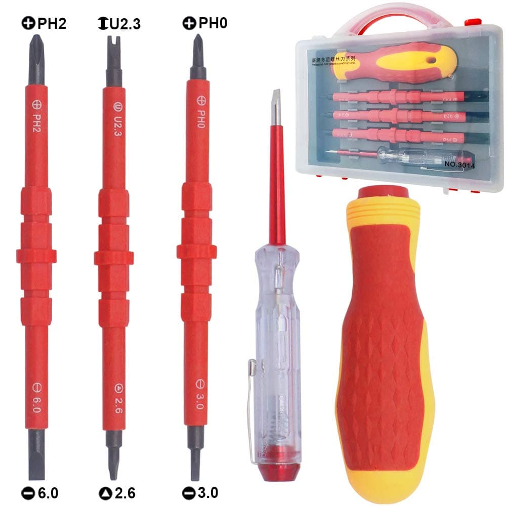 Insulated Electrical Screwdriver Set with Phillips and Slotted Head Bits Electrical Repair Tool Kit 500V