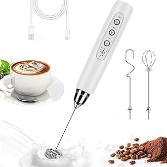 Milk Frother Handheld for Coffee, Electric Whisk 3 Speed Adjustable, Drink Mixer with Stainless 3 Whisks, Rechargeable Hand Frother Wand, Foam Maker for Latte Cappuccino Hot Chocolate Egg White