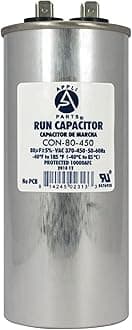 AP APPLI PARTS Run Capacitor for ac 80 Mfd uF (microfarads) 370 VAC or 450 VAC CBB65 Round Universal fit for hvac and other applications 5-1/4 in High 2 in Wide CON-80-450