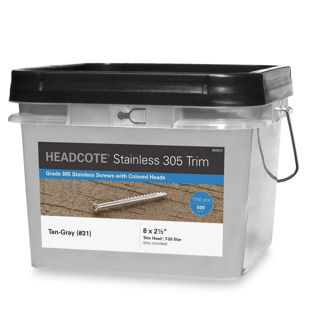 Headcote #8 x 2-1/2" - #31 Tan Gray - Stainless Steel Trim Head Deck Screws - 1750 pc. Pro Pack for 500 Sq. Ft. of Decking - STX31Q08250
