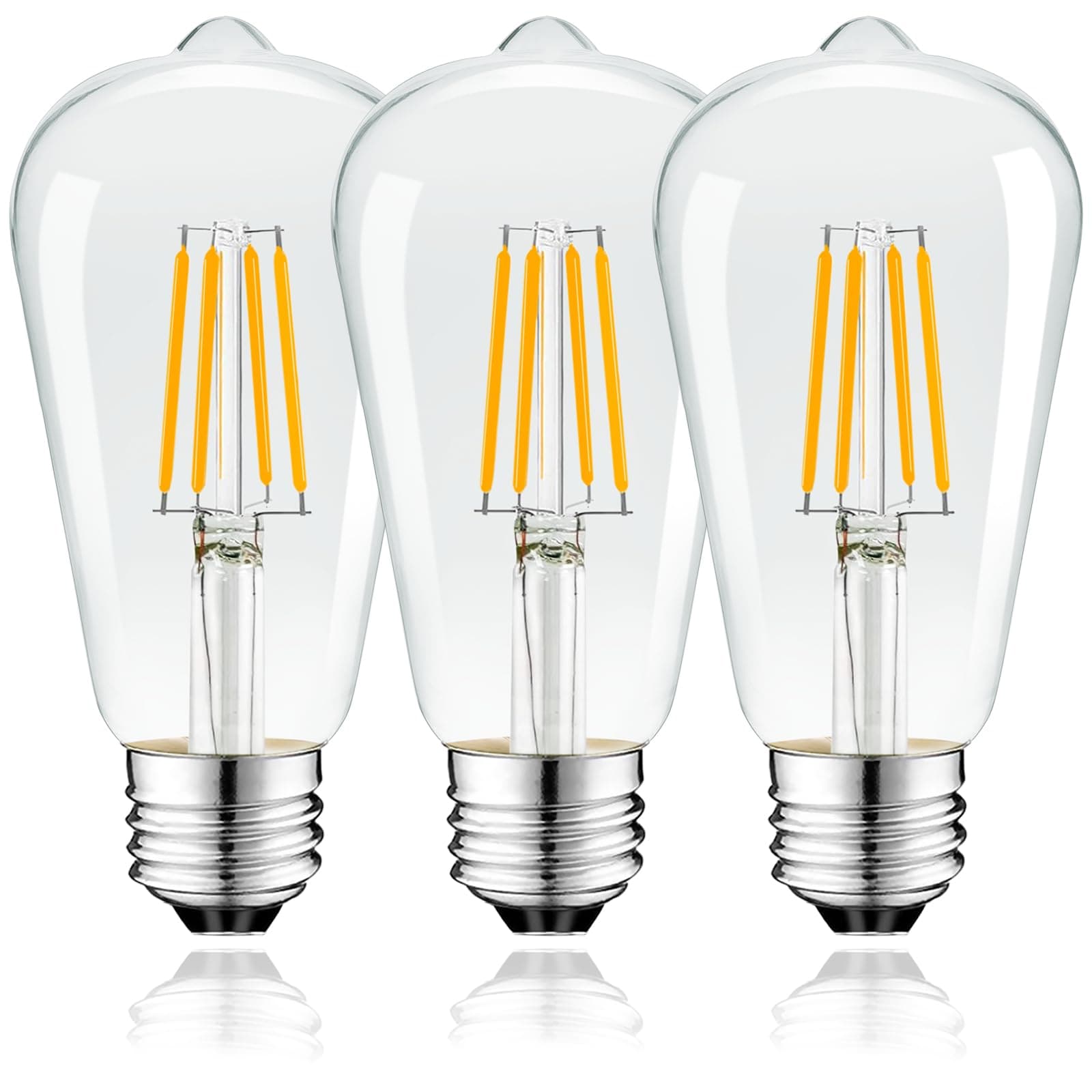 E26 Vintage LED Edison Bulbs 2.5W, LED Light Bulbs, Non Dimmable, Equivalent 30W, 250 Lumens, Warm White, ST64 Antique Filament Bulbs,120V, 3 Pack