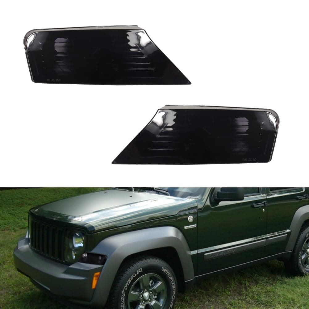 For 2008 2009 2010 2011 2012 Jeep Liberty Front Bumper Signal Side Marker housing Smoked Lens 57010124AA-PFM, 57010125AA-PFM，‎CH2520145, CH2521145