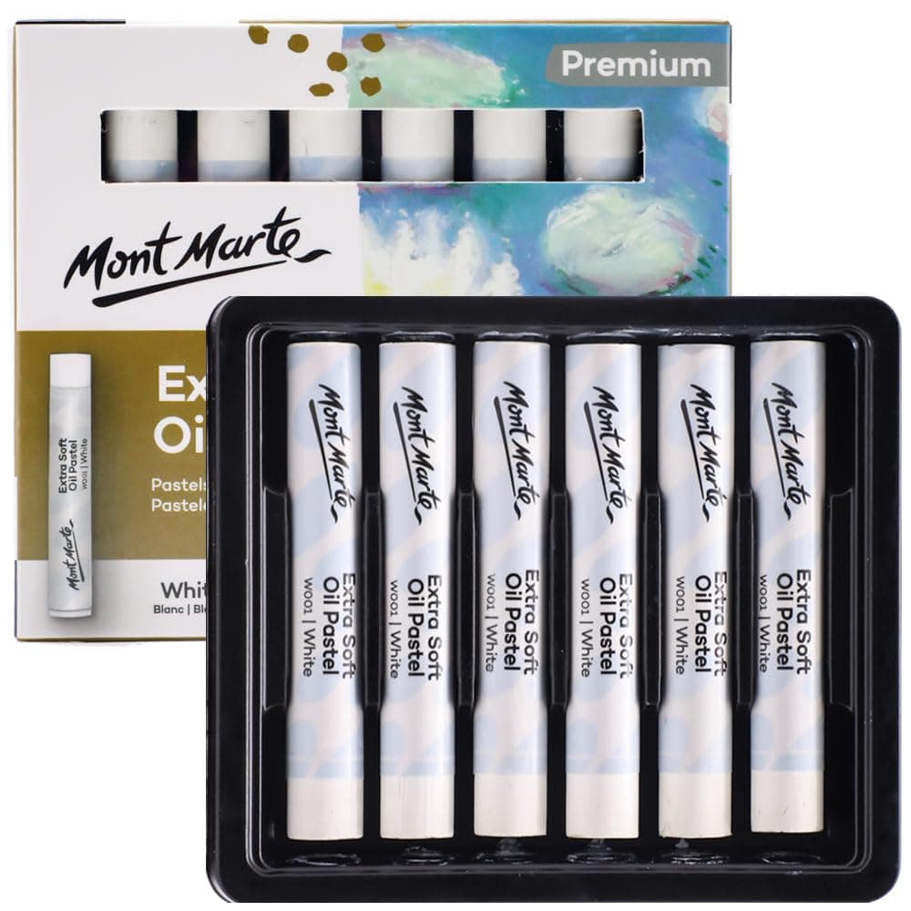 Extra Soft Oil Pastels White Premium 6pc, Assorted Natural Oil Pastel Colors, Vibrant, Buttery, Versatile Art Pastels for Blending, layering & Shading, Coloring and Sketching