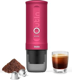 Nano Portable Electric Espresso Machine, Travel Coffee Maker for Camping, Car Coffee Maker Self-Heating with USB-C, With Ground Coffee & NS Capsule for RV, Hiking, Office