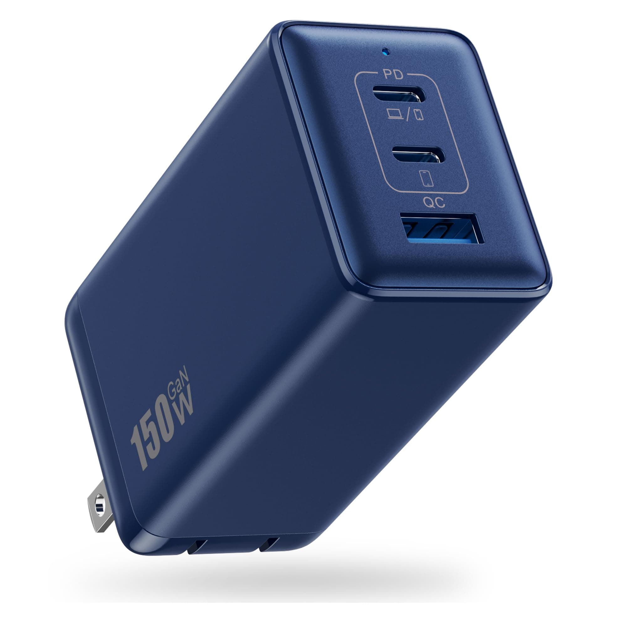 150W USB C Charger Block,GaN III Compact Foldable Wall Charger 3 Port Fast Charging Station,PD QC PPS Portable USB C Hub 100W Laptop Adapter for MacBook Pro/Air,iPad,iPhone 16/Pro,Galaxy S24,Dell etc