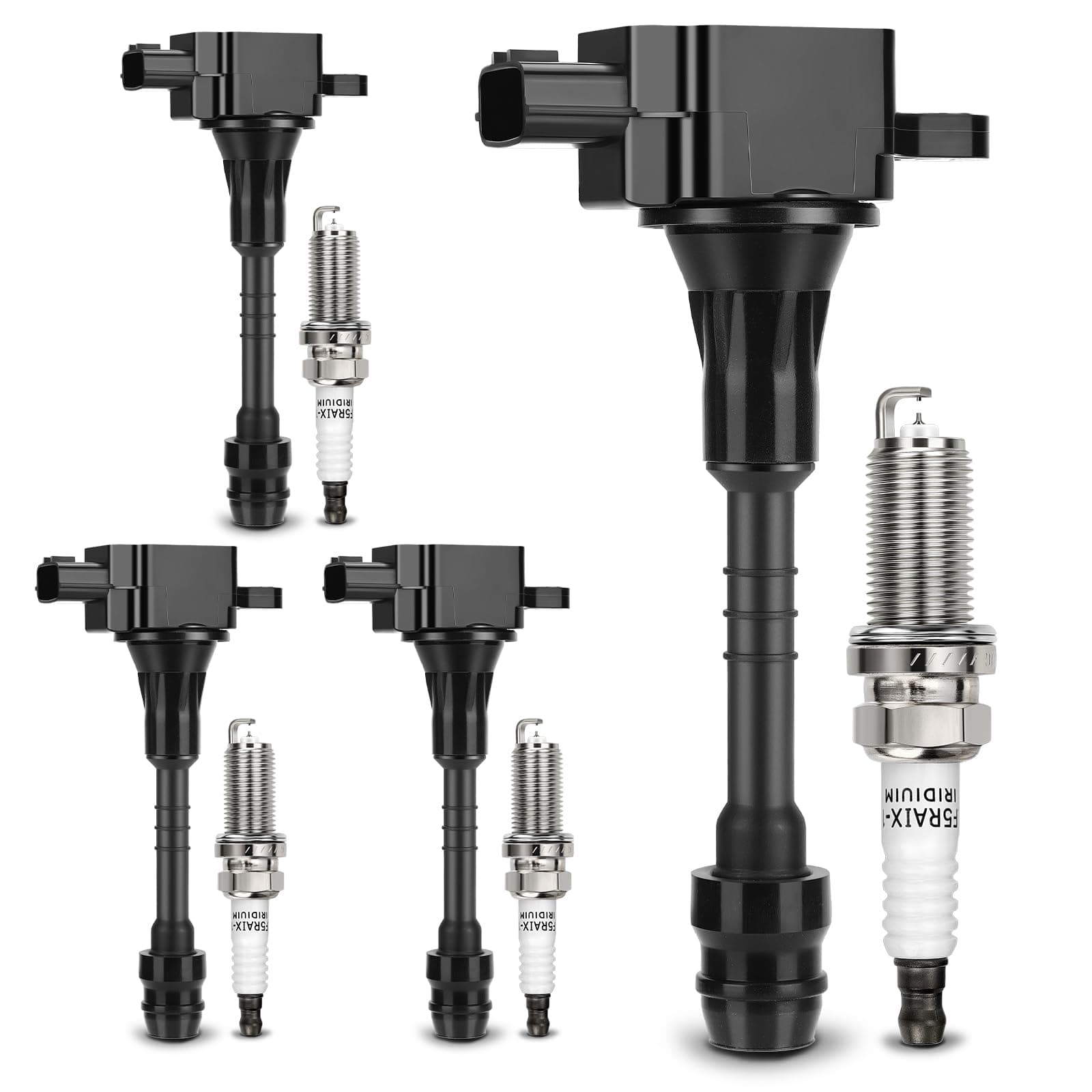 UF351 Ignition Coil & 4505 Double Iridium Spark Plug for 2001-2005 Nissan Almera,2002-2006 Sentra 1.8L L4 Replaces# 22448-6N015 22448-6N011 C1397 5C1394 (Set of 4)