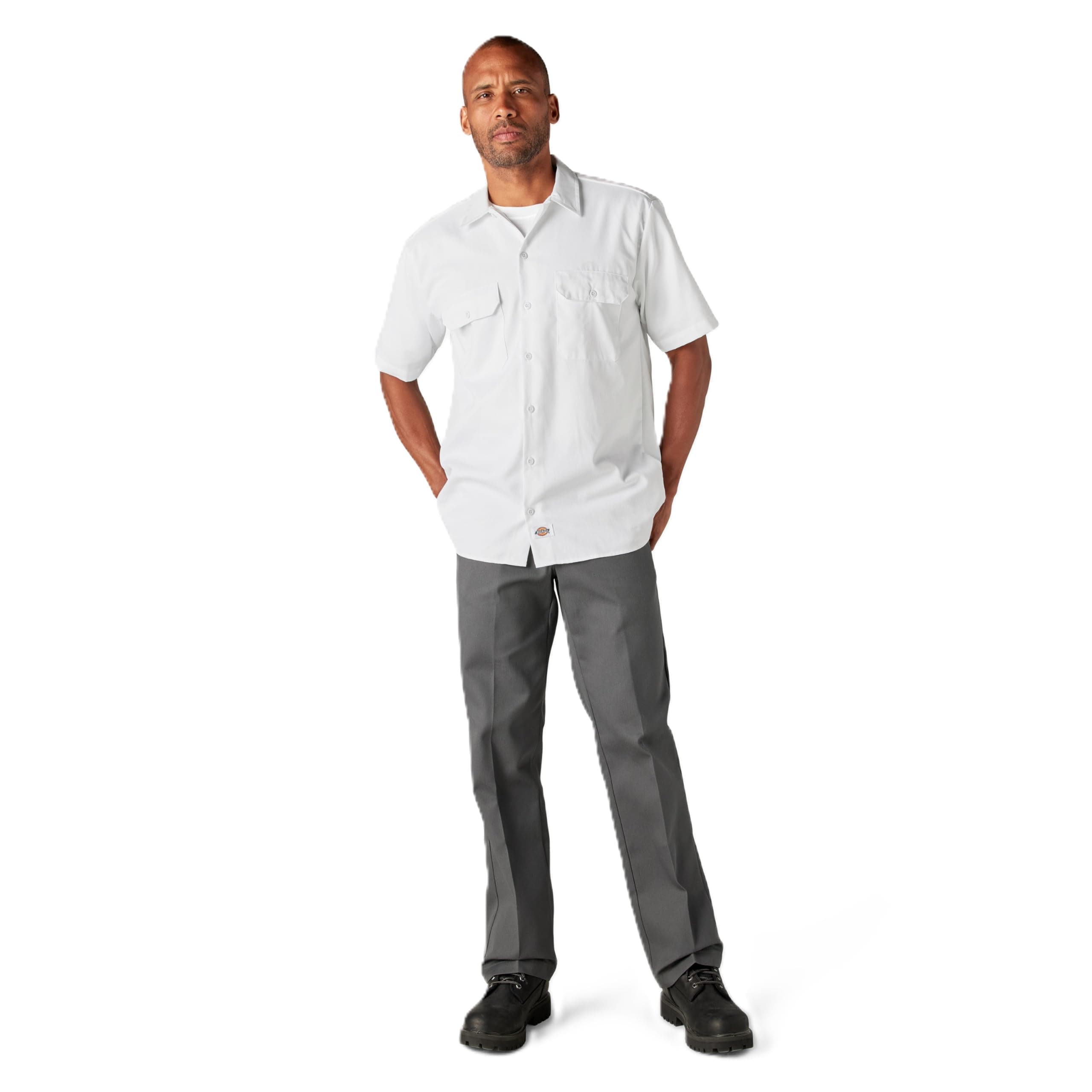 Men’s Short Sleeve Work Shirt – Durable Twill Button Down Shirts for Men, Lightweight Uniform for Daily Wear