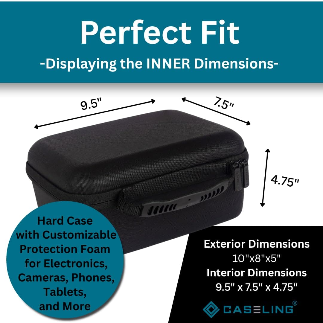 Protective Hard Case with Customizable Foam – 9.5 Inch Lightweight Hard Shell Case for Electronics, Cosmetic, Makeup & More – 9.5 x 7.5 x 4.75 Inches
