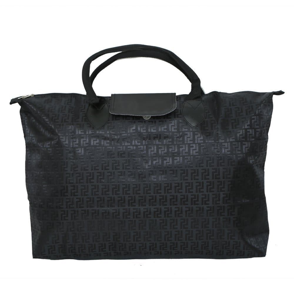 Kuber Industries Rexine Shoulder Tote Bag Sturdy Handle Foldable with Large Capacity | Spacious Tote Hand Bag with Zipper Clouser for Travel | Black