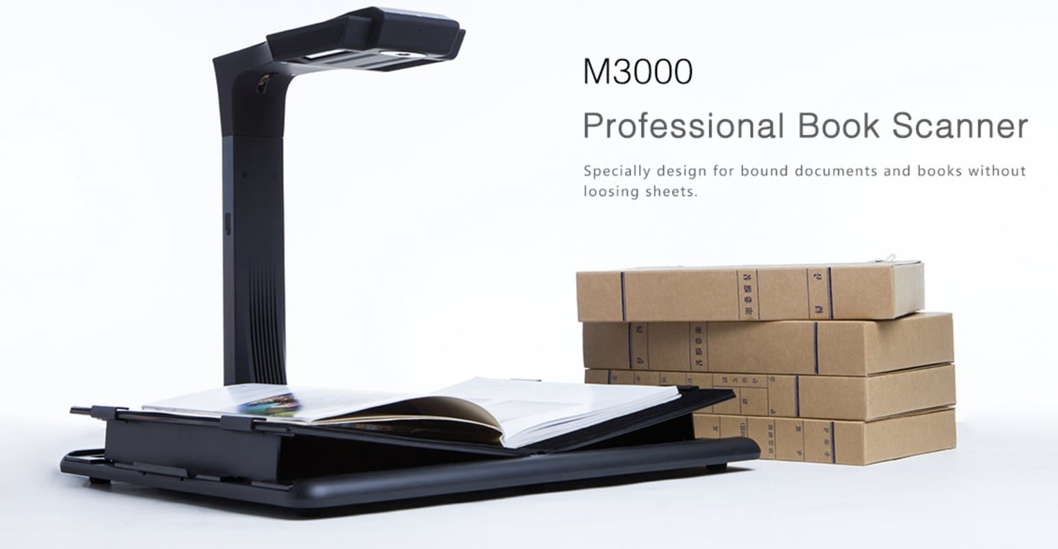 Cad Cam Services Book Scanner M3000 - Professional Book & Document Scanner with Smart OCR for Mac or Windows, 20 MP Color HD Camera with LED Light That Scans 1.2 Pages per sec. Fast!!