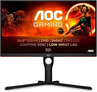 Gaming 25G3ZM/BK - 24.5" 240Hz FHD Monitor, 0.5ms MPRT, FreeSync Premium (1920x1080, HDMI 2.0 x 2, DisplayPort 1.2 x 1, Headphone out (3.5mm)) black/red