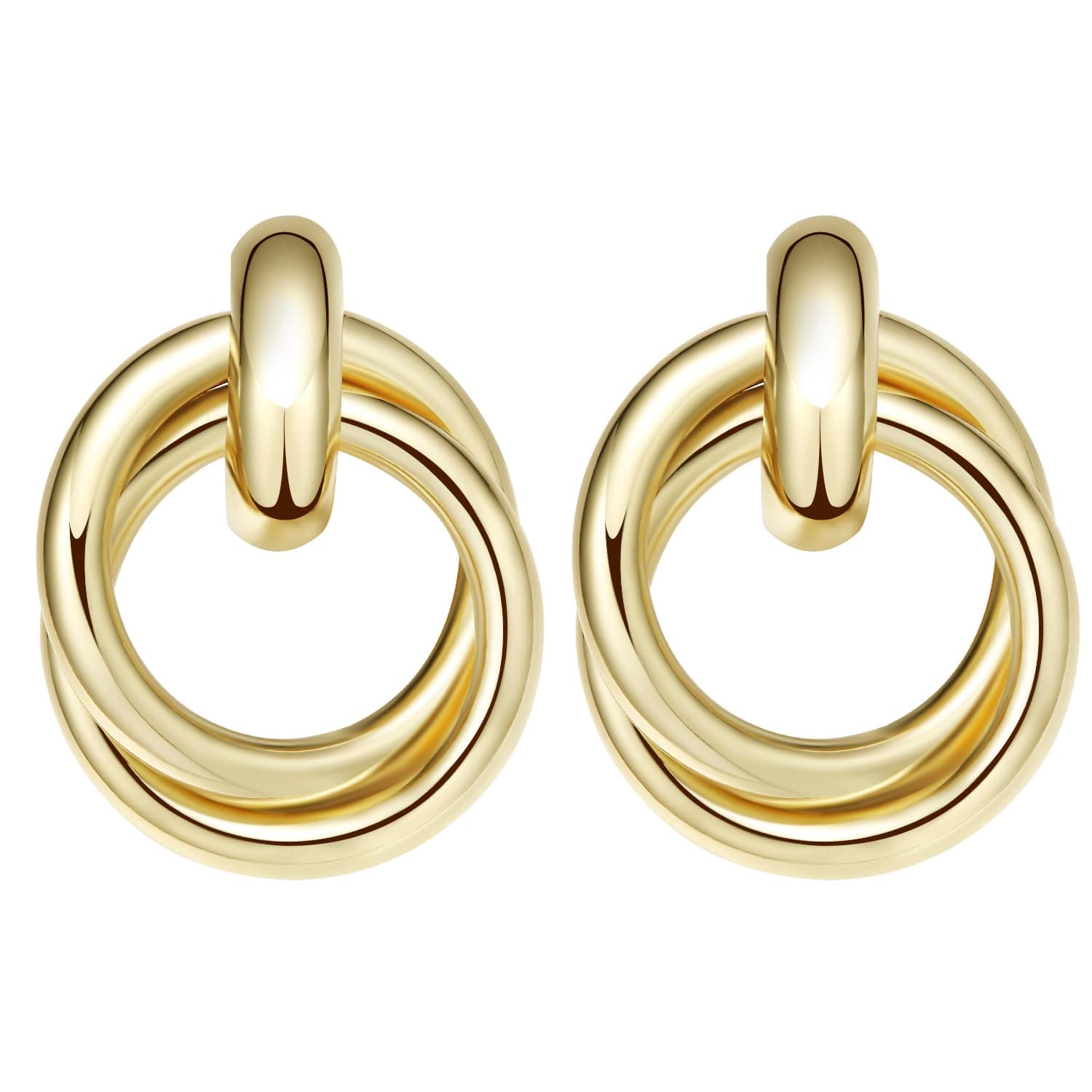 Geometric Rectangle Gold Plated Stud Earrings Irregular Hammered Chunky Statement Square Earrings for Women Trendy