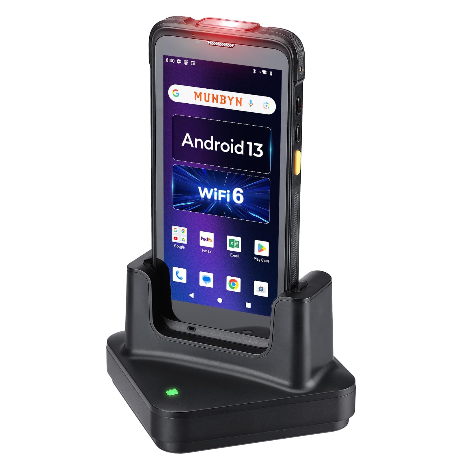 MUNBYN 2024 Android Scanner with Full Screen 5.5" & Dock Charger Android 11, Equip with Zebra SE4710 Scanner Engine Rugged PDA Handheld Mobile Computer Wireless Wi-Fi 6, 4G LTE, GPS Inventory Scanner