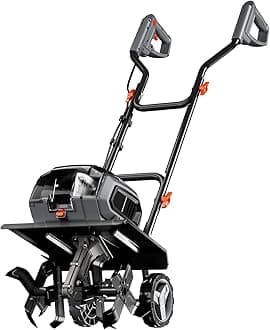 40V Cordless Tiller Cultivator Compatible with Dewalt 20V Battery(Tool Only), Electric Garden Tiller w/175 RPM, 16 Steel Tines, 14.2" Tilling Width, 8.7" Depth, Safety Lock, Portable Rototiller