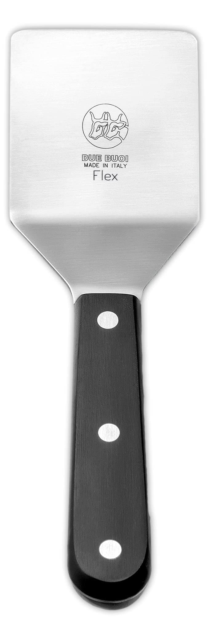 DUE BUOI Small Square Flexible Spatula - Blade 2.56" X 2.56" - Solid stainless steel - Professional quality restaurant - Kitchen bbq grill griddle Hamburger - Full Tang Triple Riveted. ICQ Approved.