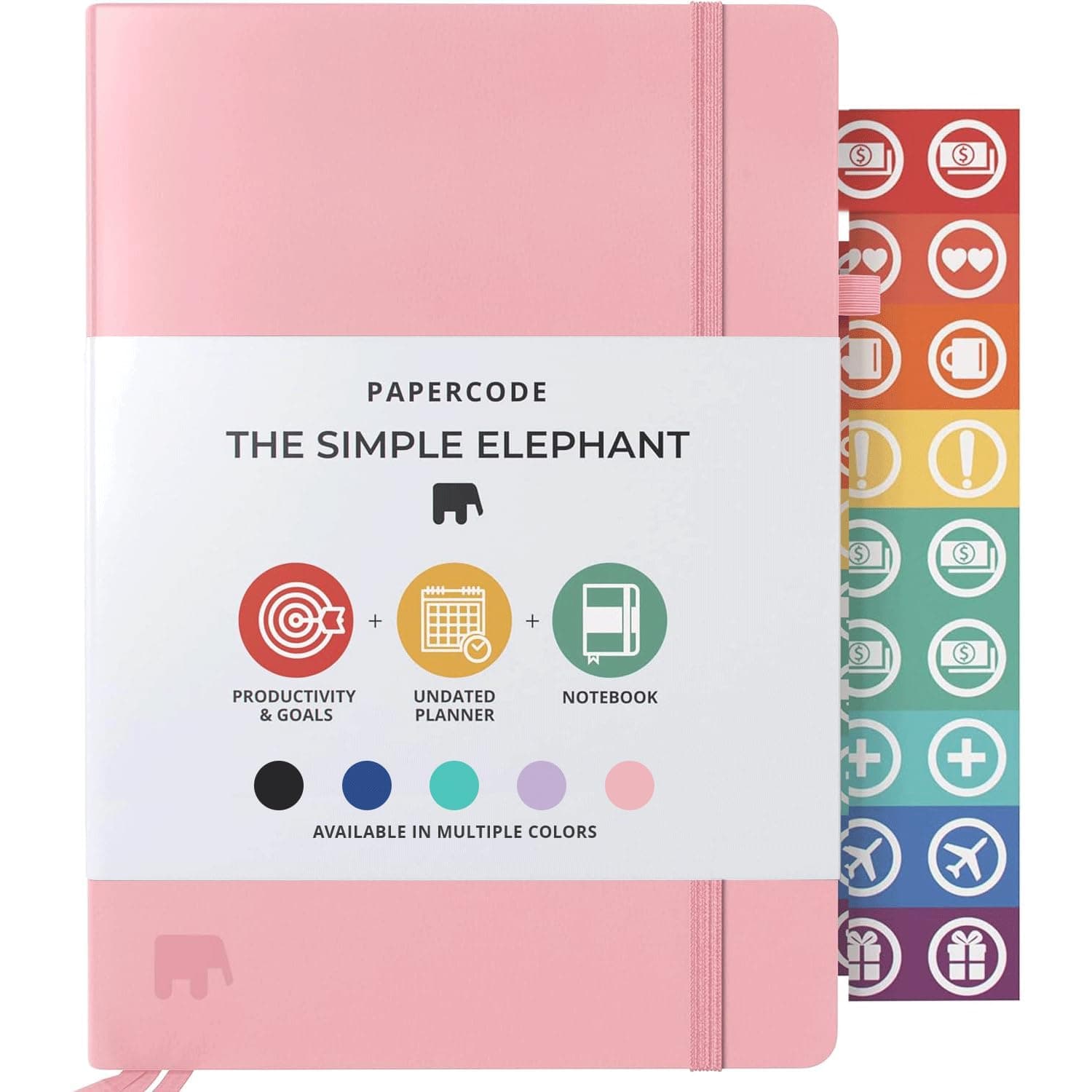 Papercode Daily Planner and Diary 2024-2025 - Undated Day Planner and Appointment Diary w/Gratitude Stickers - Leatherette Weekly Journal, Academic Study Planner - Pink