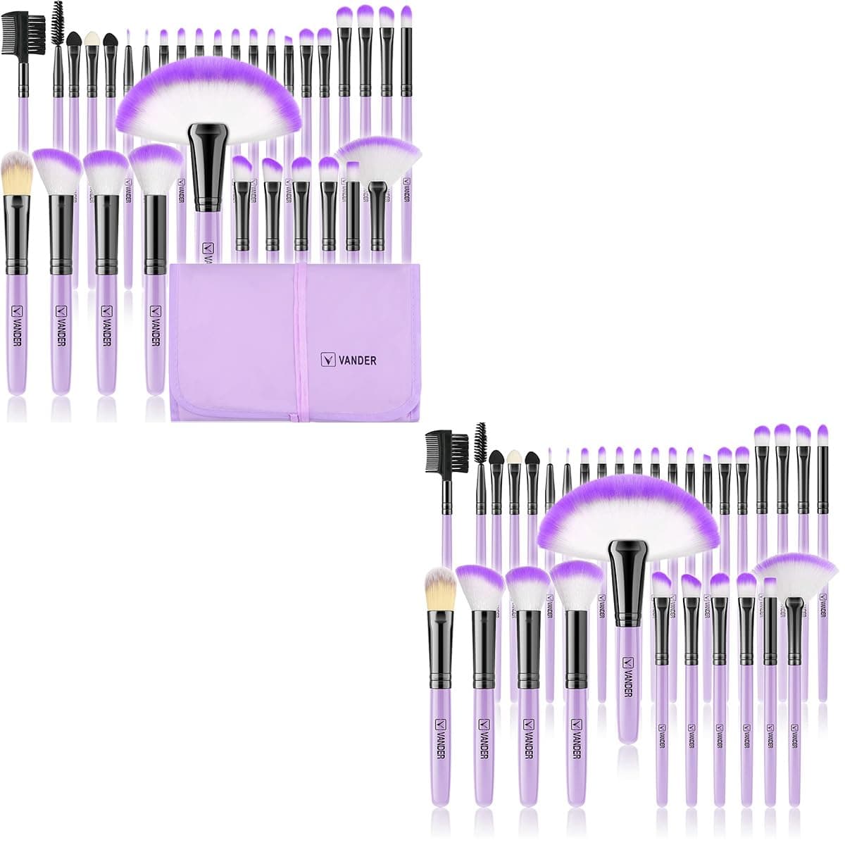 VANDER Save 20% on Makeup Brushes 32Pcs Purple Makeup Brushes Set（Cosmetic bag included）+ 32Pcs Purple Makeup Kit（Cosmetic bag not included）