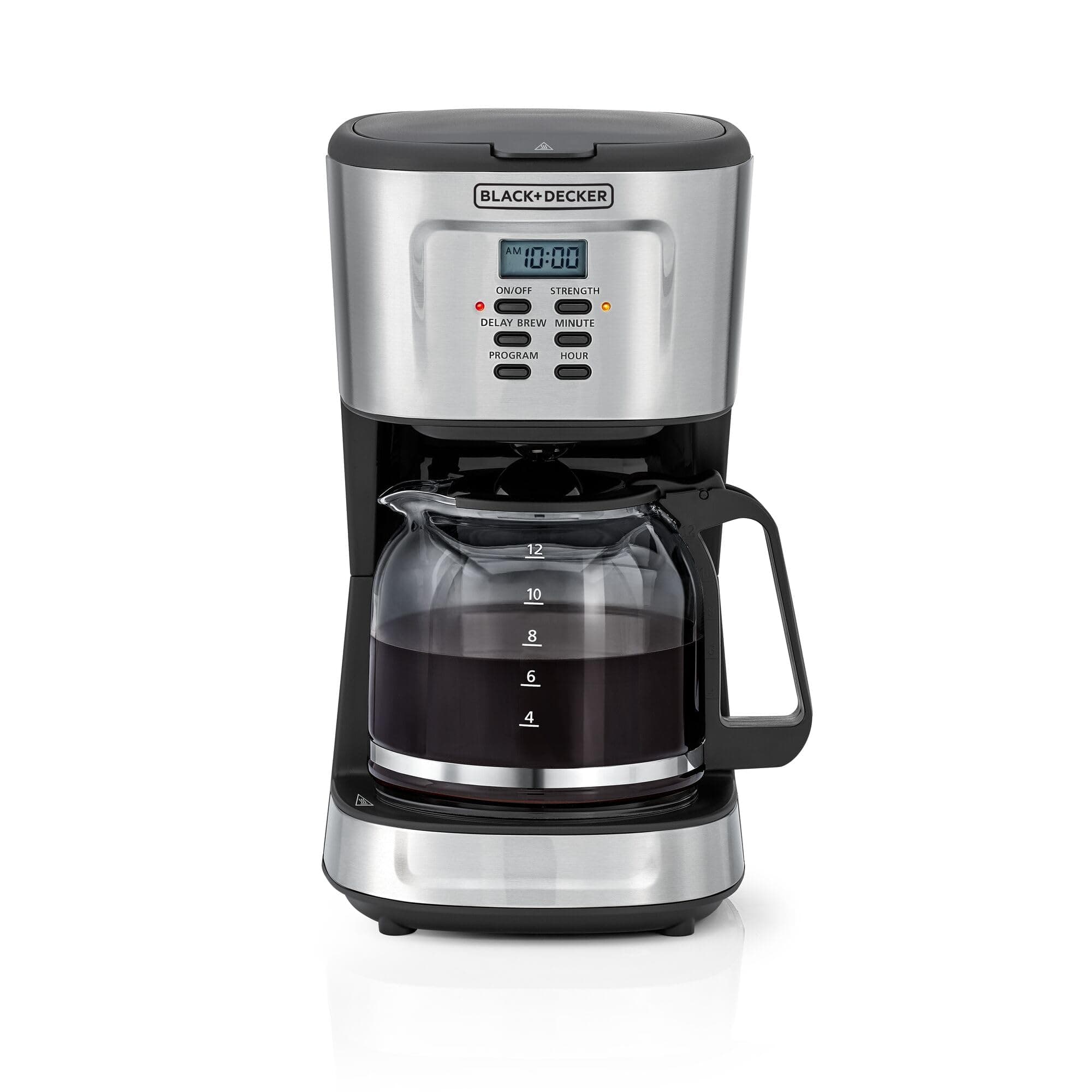 BLACK+DECKER 12-Cup Coffee Maker, 900W Programmable Drip Coffee Machine, 1.5L Glass Carafe, 24-Hour Timer, Keep Warm Function, LCD Display, Auto Shut-Off, Boil Dry Protection, Black - DCM85-B5