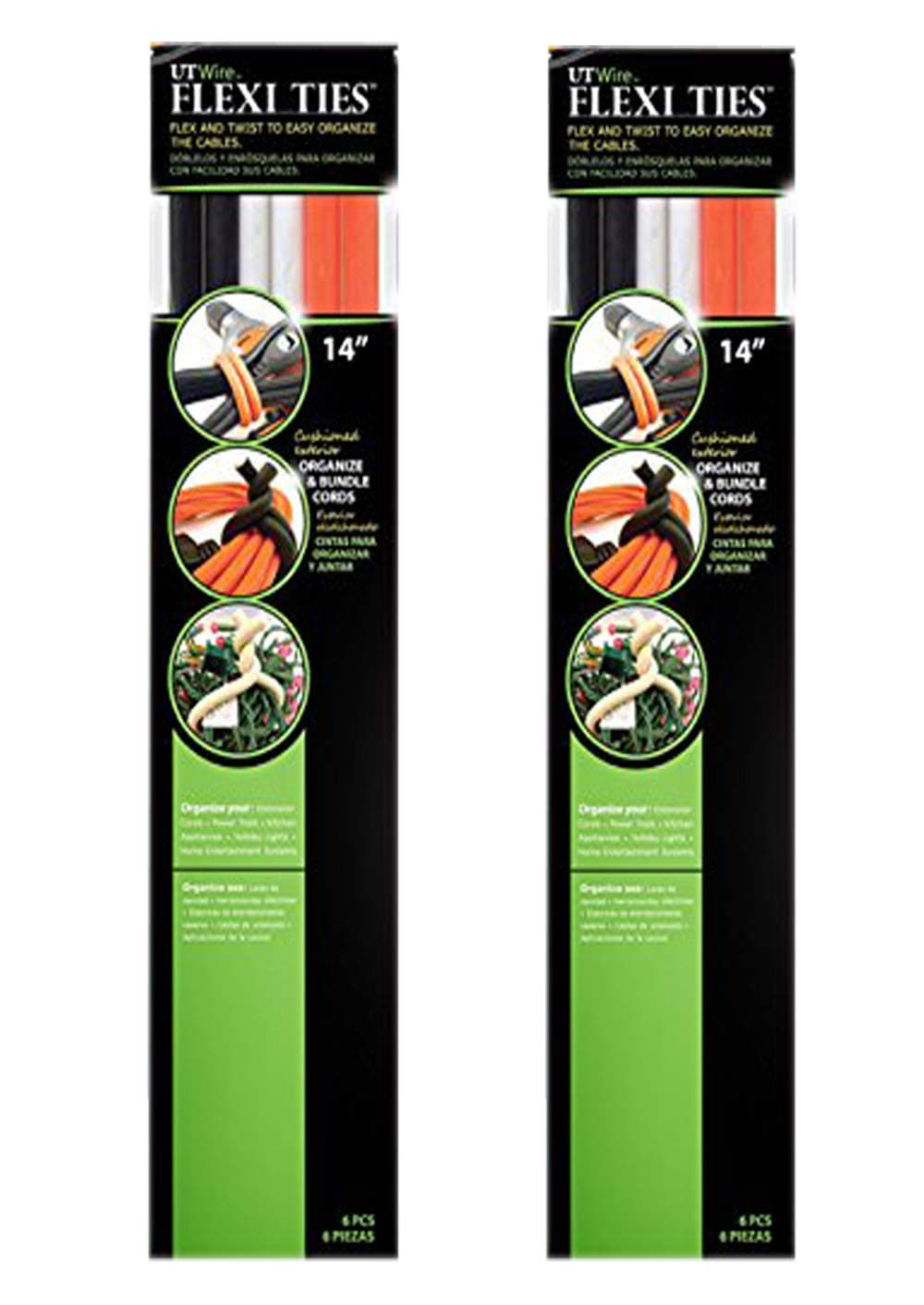 UT Wire14" Flexi Ties Cable Wrap - (Orange/Gray/Black) - 12 Count