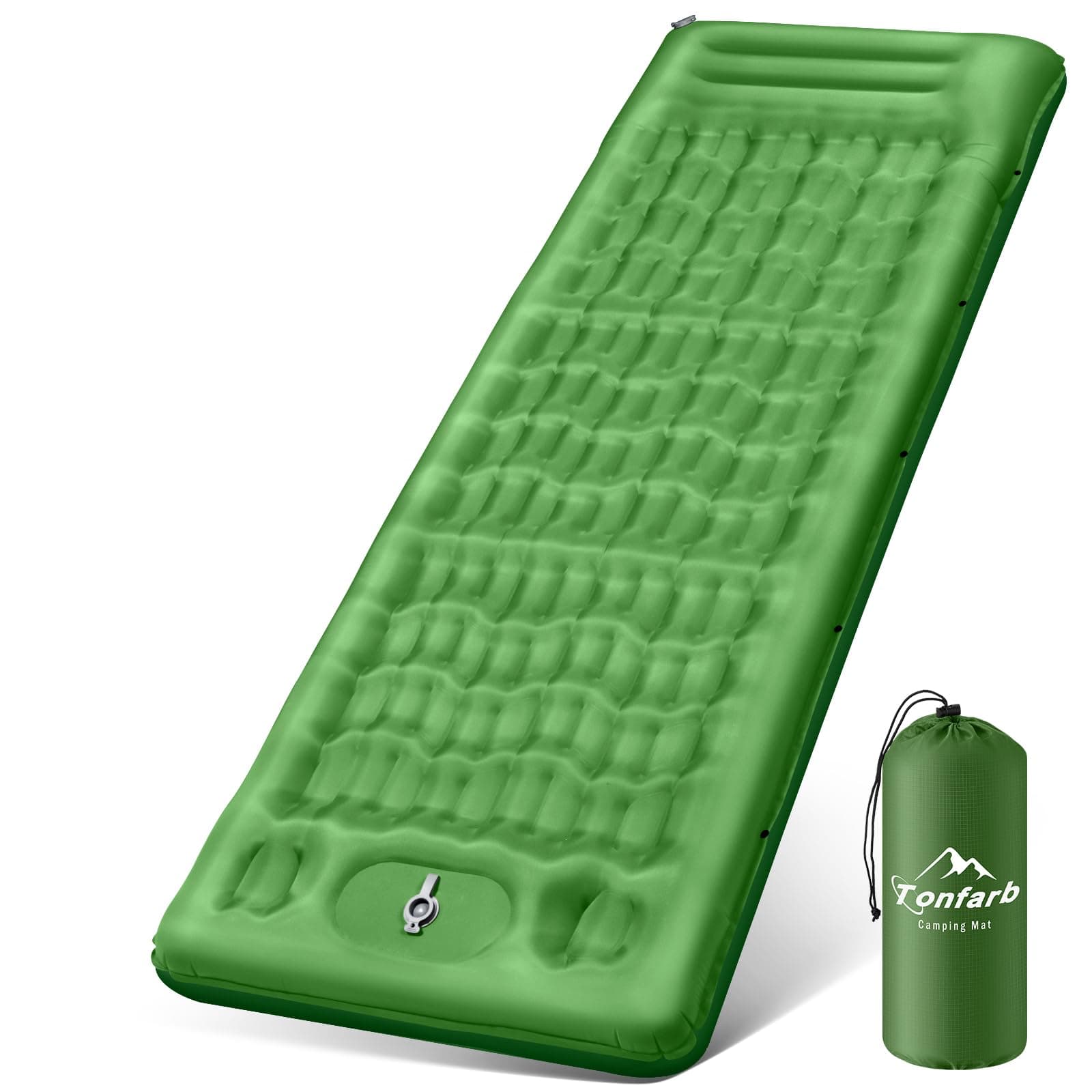 Tonfarb Camping Self-Inflating Sleeping Mat, 12 cm Thickened Inflatable Mattress with Foot Press Pump, Ultralight Waterproof Air Mattress, Outdoor, Anti-Ripstop Sleeping Mat for Hiking and Beach