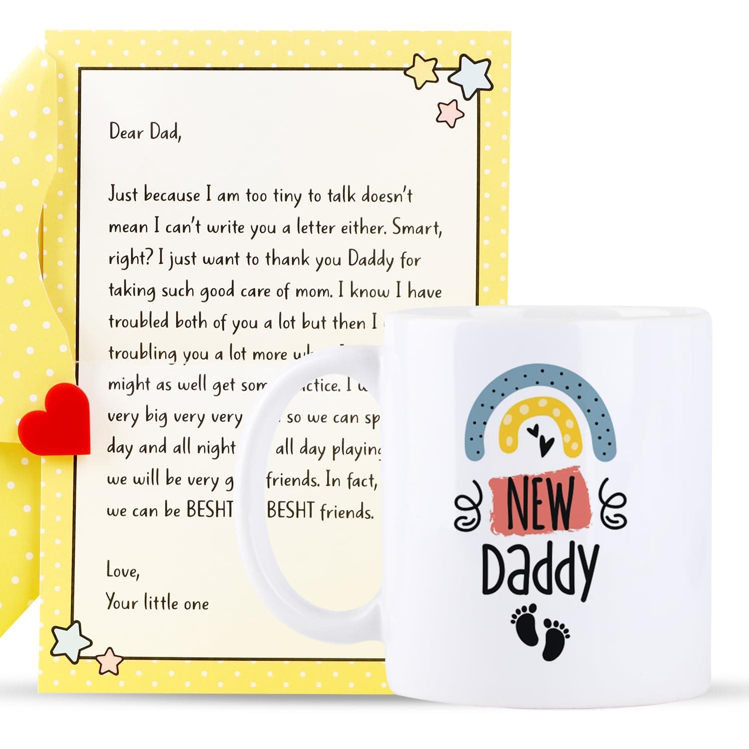 Dear Daddy Gift Combo - Dad to be Mug and Letter from Baby for Expecting Fathers/New Dad's on Father's Day, 330 Ml, Multicolour