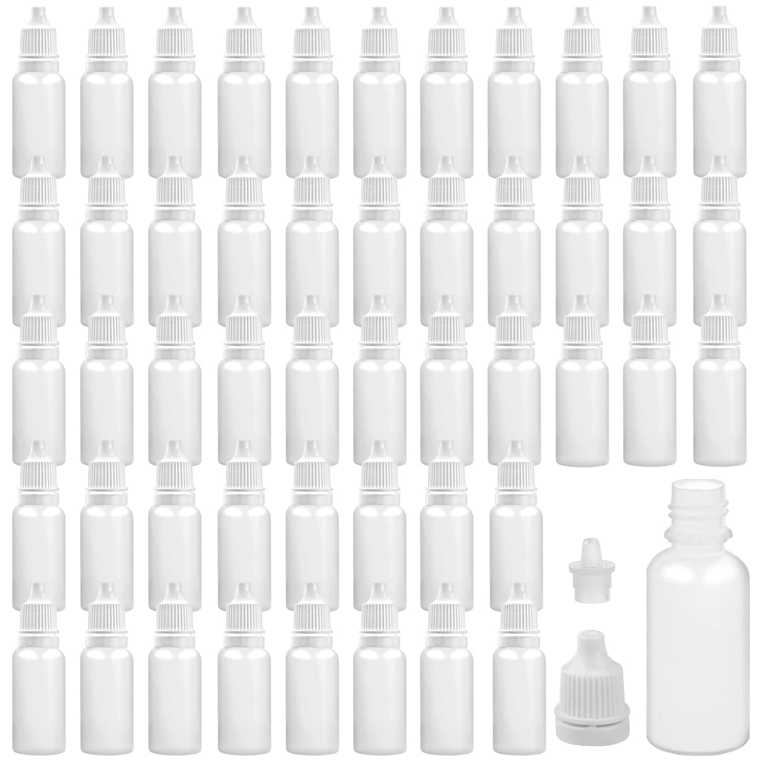 50 Pack 15ml Plastic Dropper Bottle Empty Dropper Bottles Squeezable Liquid Dropper Container with Screw Cap