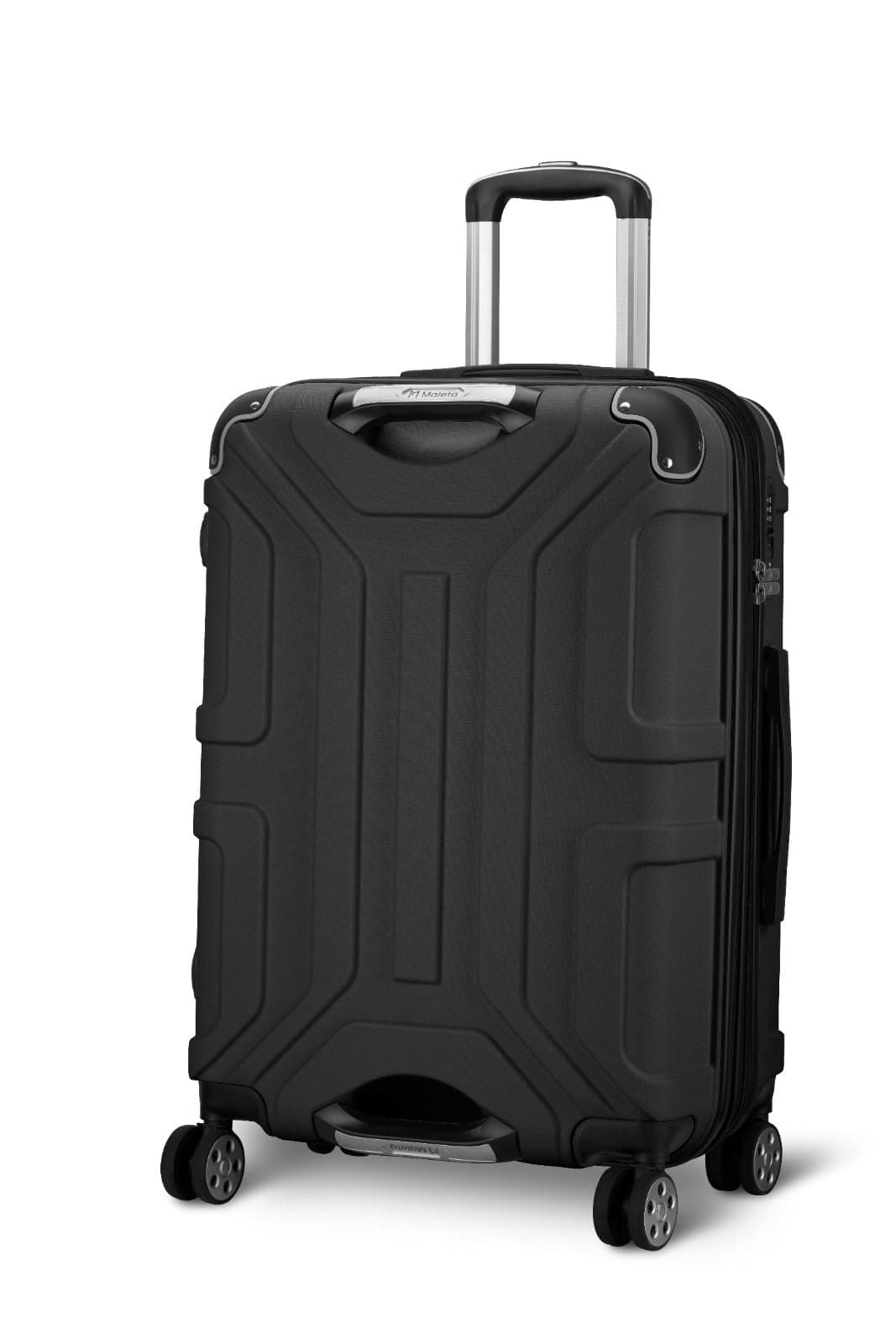 MaletaFinix Check-in Medium | 65 cms Corner Protection, Expandable| Hardside Luggage | Medium Size Trolley Bags for Luggage| Travel Bags for Luggage | Suitcase for Travel (Black, Check-in Medium)