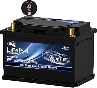 TPEGROUP48 12V 60AH Car Battery - High-Performance Lithium Auto Battery with 1100CCA, 60 Months Warranty, Smart Display