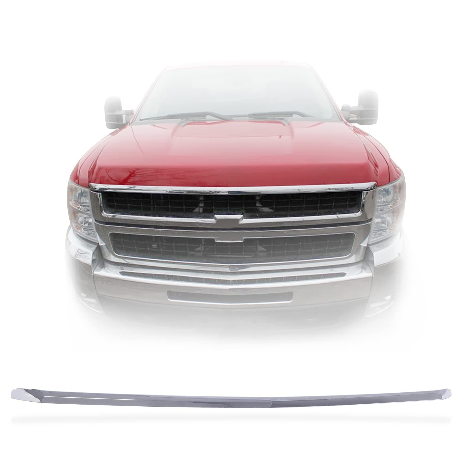 Perfit Liner Front Chrome Hood Panel Molding Compatible with 2007-2010 Chevy Silverado 2500 HD/3500 HD 15911579 GM1235112