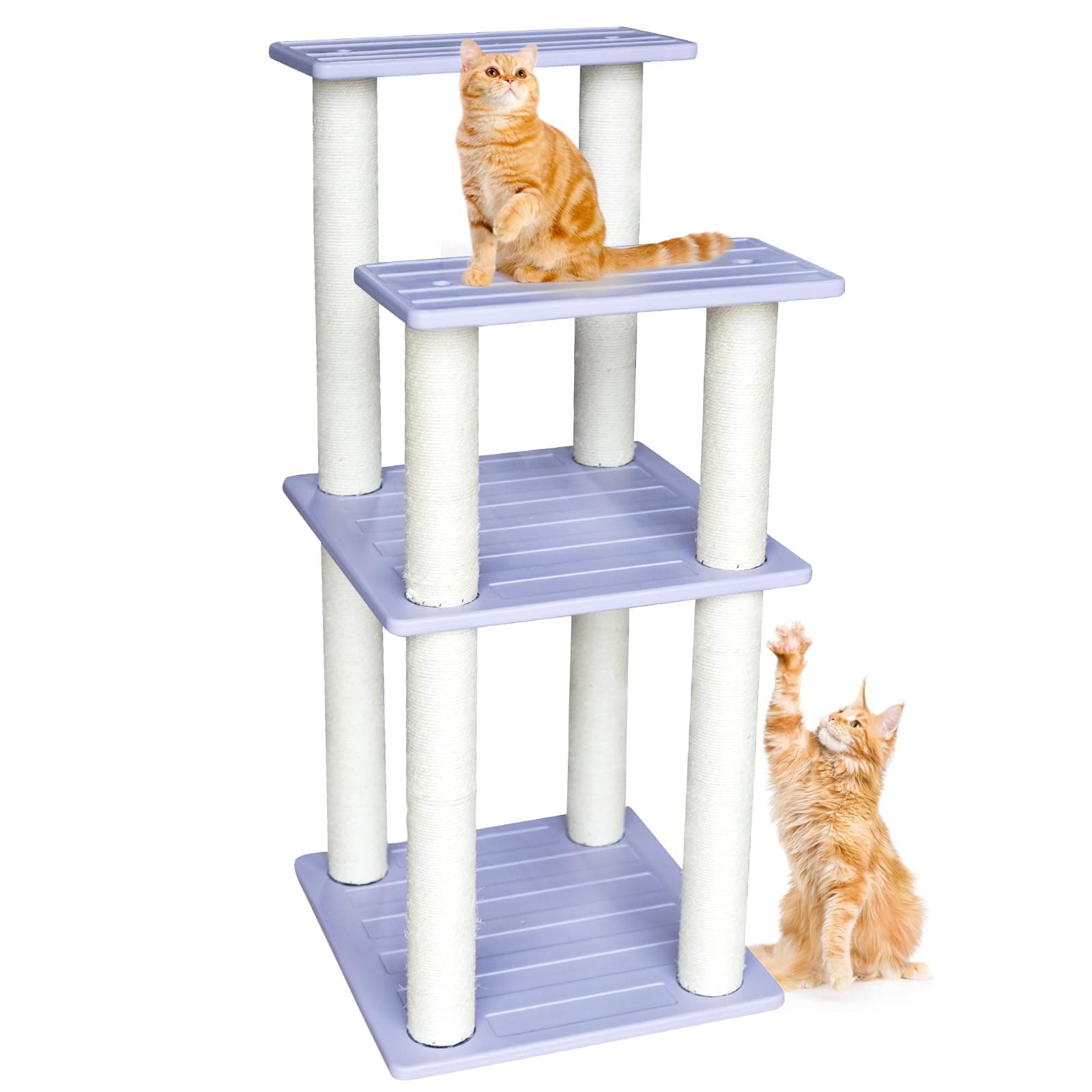 46 Inches Outdoor Cat Tower, Large Multi Level Cat Tree with Big Polypropylene Rope Scratching Posts for Indoor and Outdoor Cats