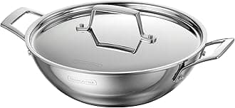Tramontina Utsava 2.75-Quart Tri-Ply Clad Stainless Steel Kadai with Lid, Kadhai Pot for Indian Cooking
