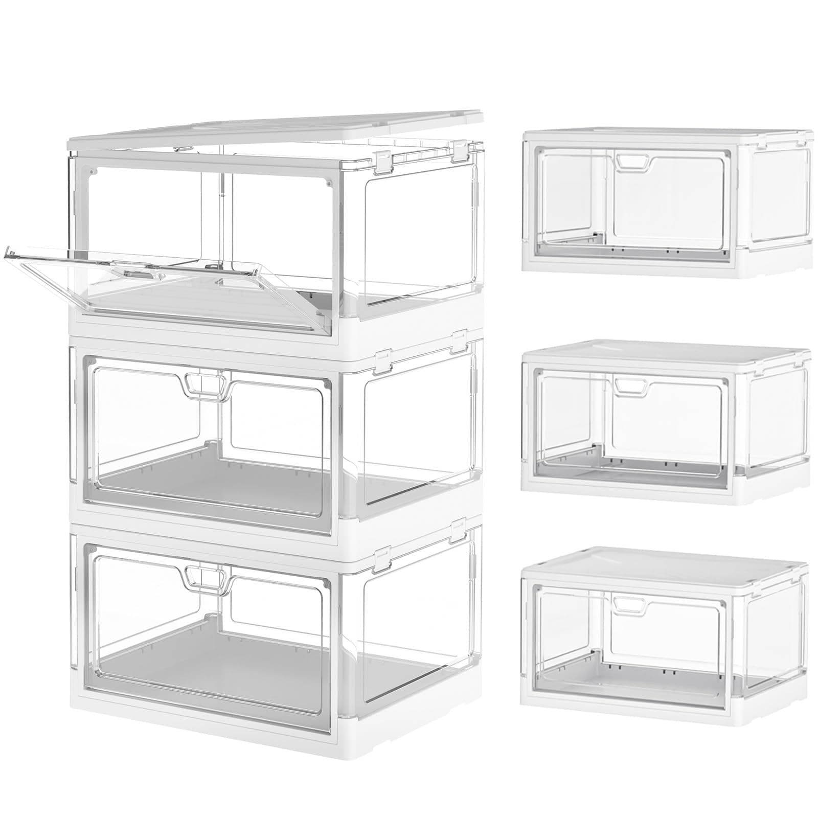 TidyTrove Storage Boxes with Lids - 23L*3 Plastic Storage Box with 3 Lids, Stackable Storage Boxes, Storage Drawers, Large Storage Box with Lids for Bedroom, Living Room, Kitchen, 3 Packs