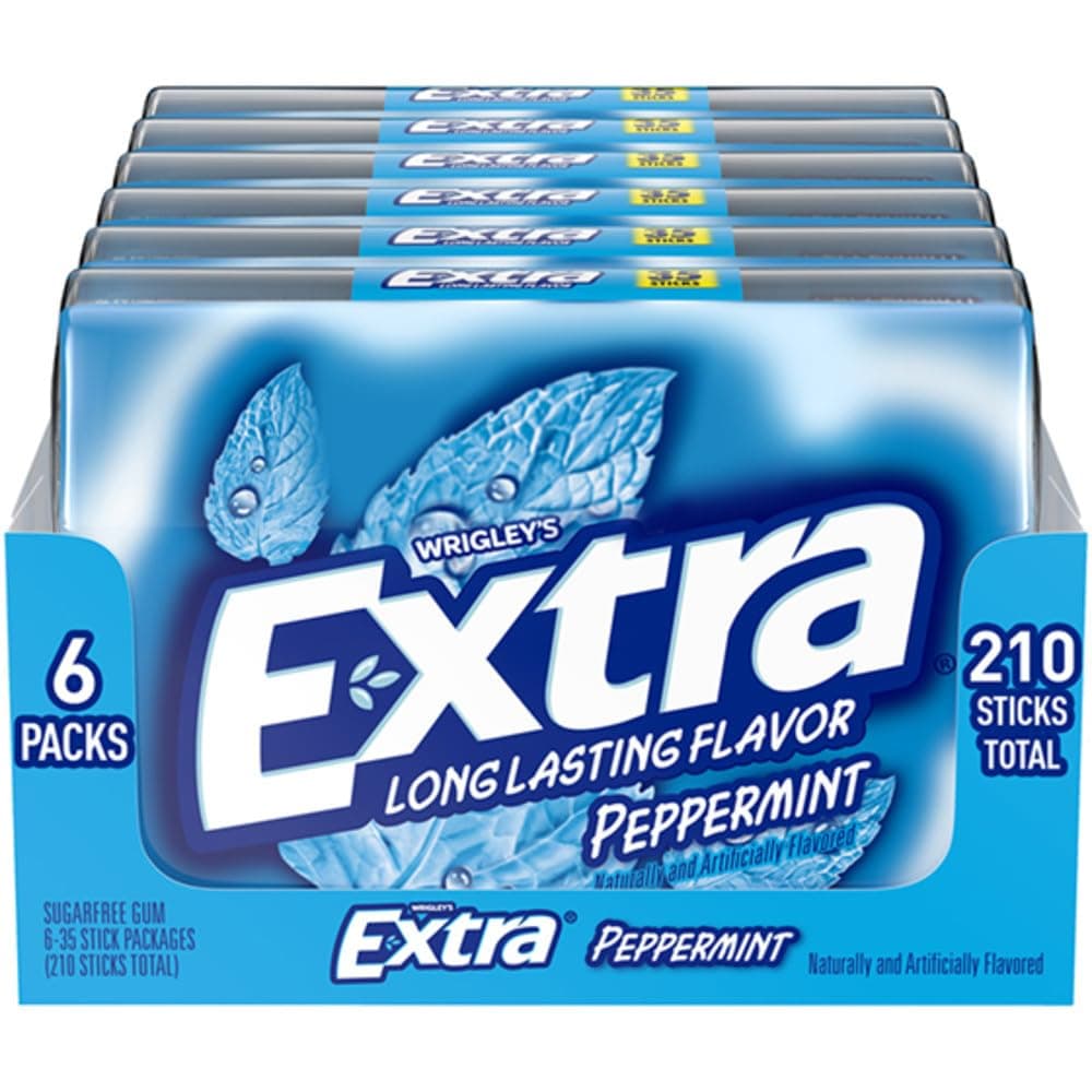 Peppermint Sugar Free Chewing Gum Travel Essentials Mega Pack of Mint Refreshing Bulk Gum, 35-Stick Pack