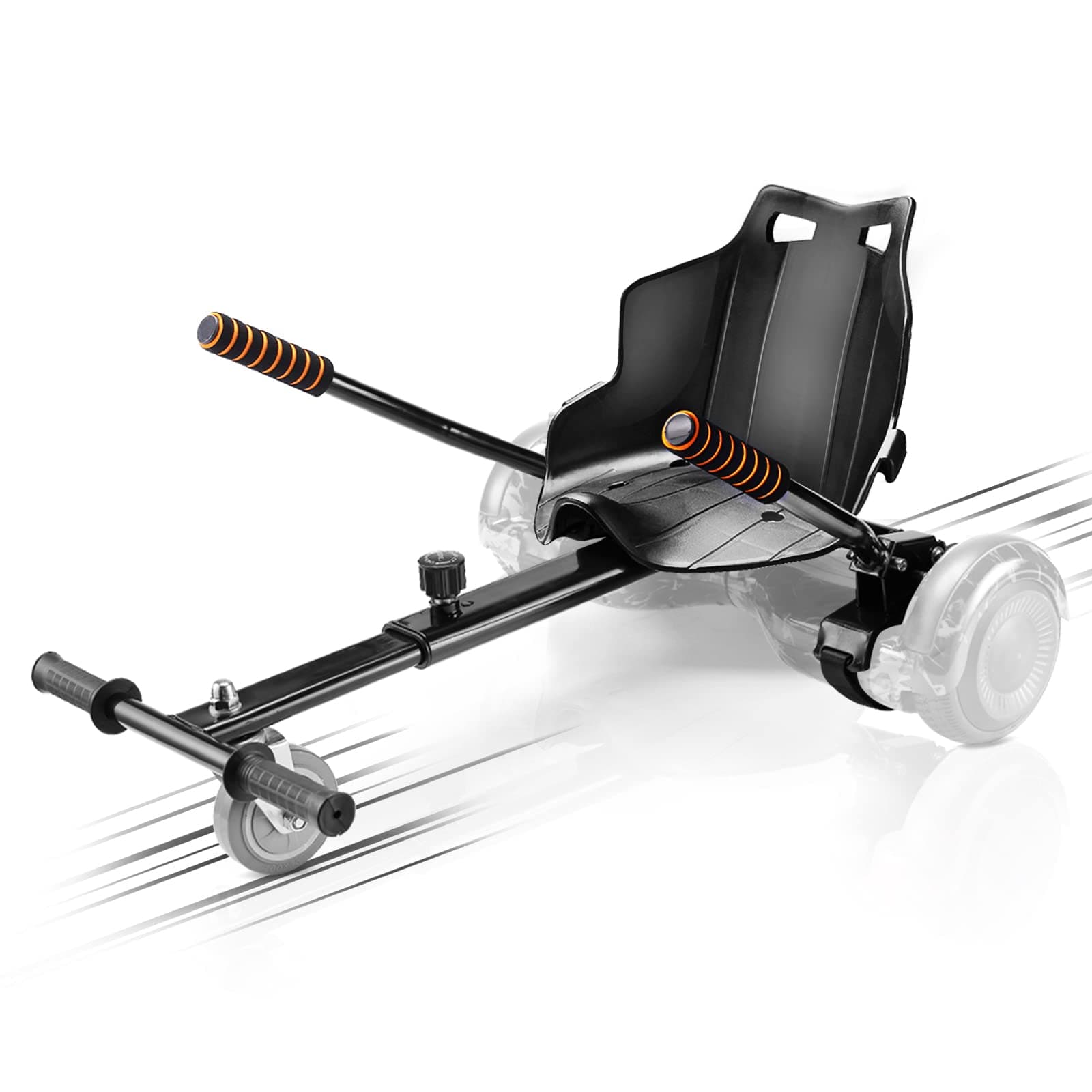 SIMATE Hoverboard Kart Seat Attachment, Hover Board Go Kart Accessory for 6.5" 8" 8.5" 10" Scooter, Adjustable Frame Length and Handlebar Control Buggy Attachment, Gifts for Kids Adults