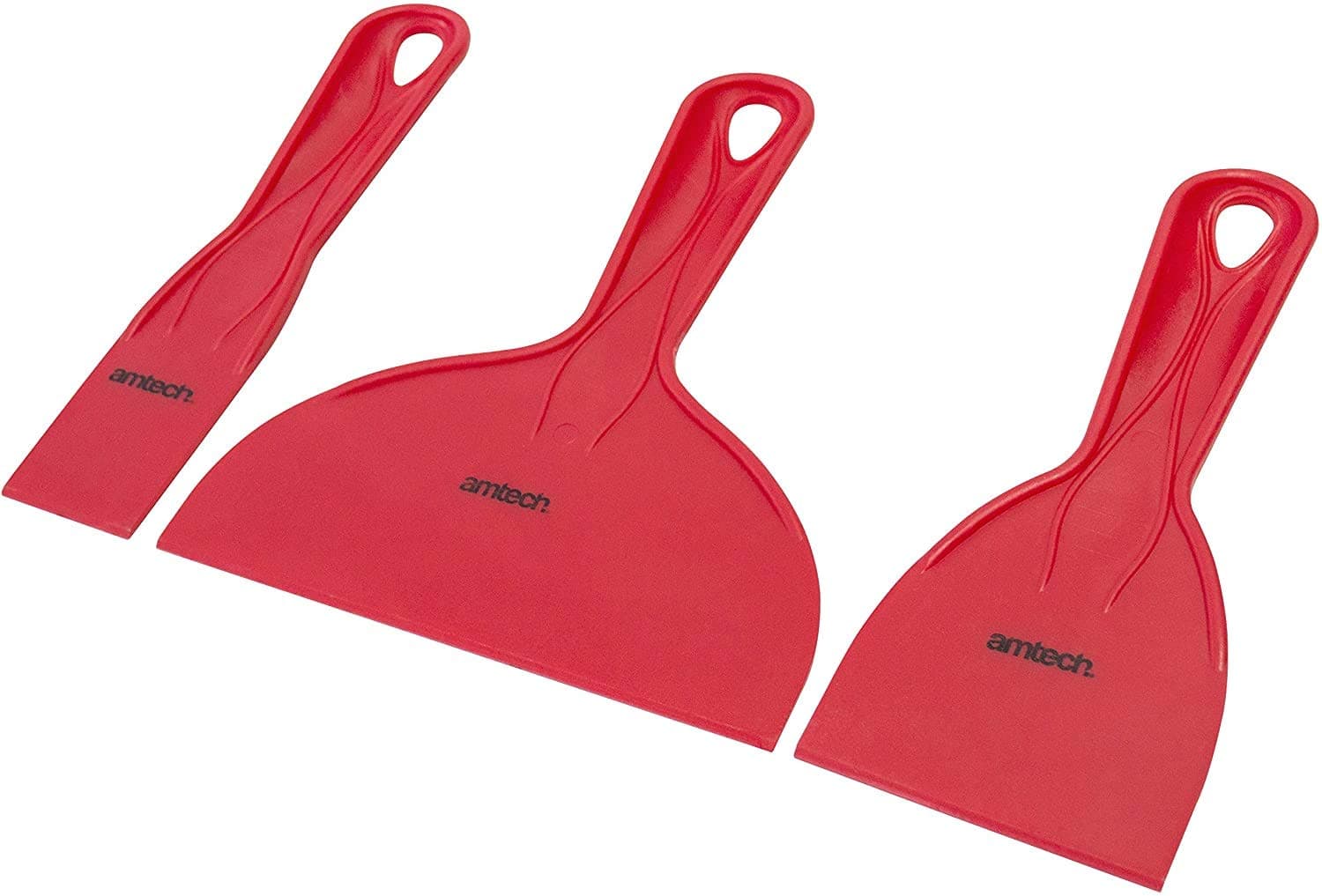 Amtech 3 X Filler Knife Set 3 Piece Scraper Kit, 38mm, 75mm, 150mm, Paint Remover, Red
