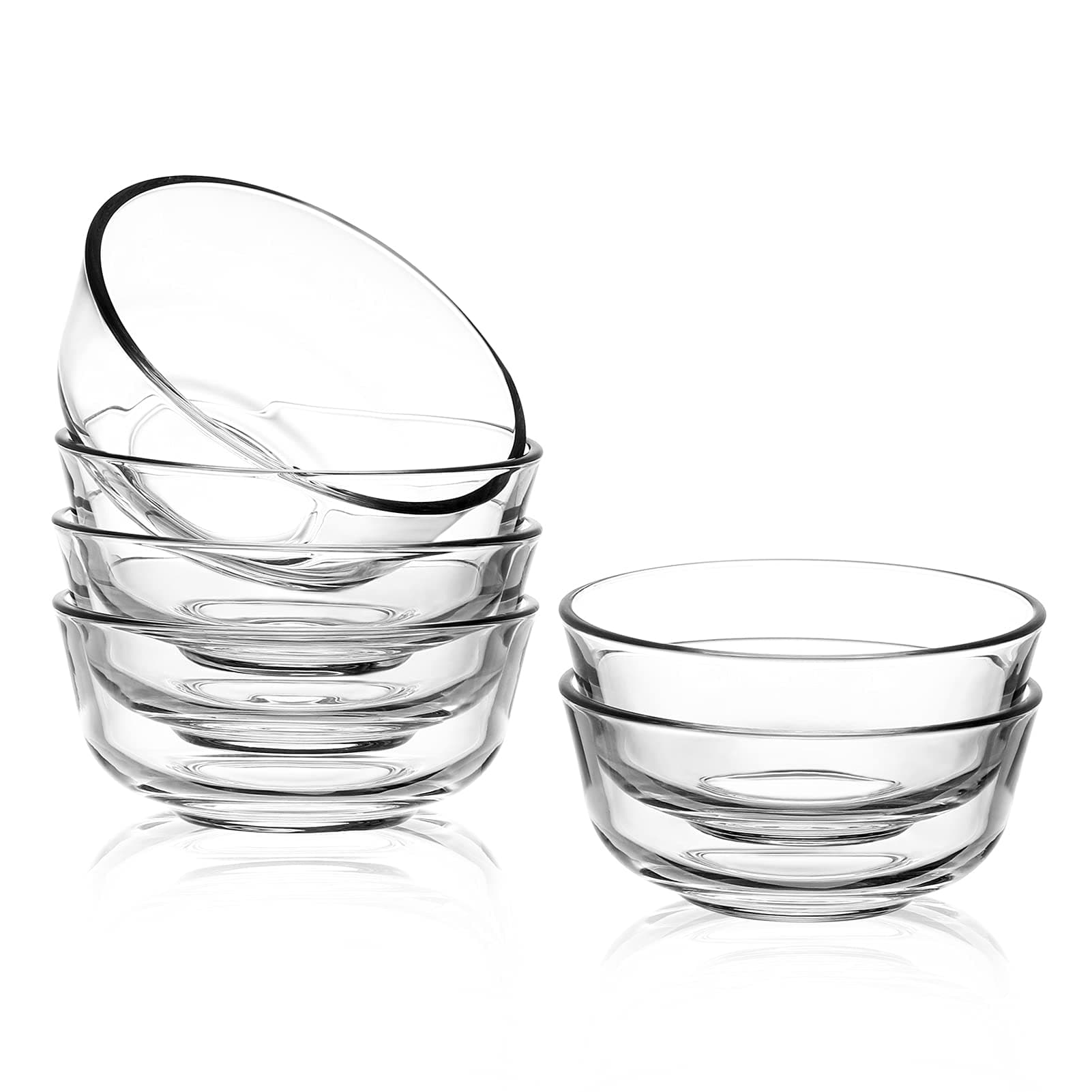 SWEEJAR 8 oz Glass Bowls Set(6 Pack),Small for Kitchen,Dessert for Ice Cream,Snack, Side Dishes, Serving for Dipping, Prep